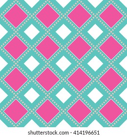 Pink and green color tone. Seamless diamond color pattern.