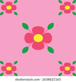 pink and green colored simple flower ornament seamless