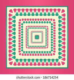 pink and green deep serration design for scarf and bandana