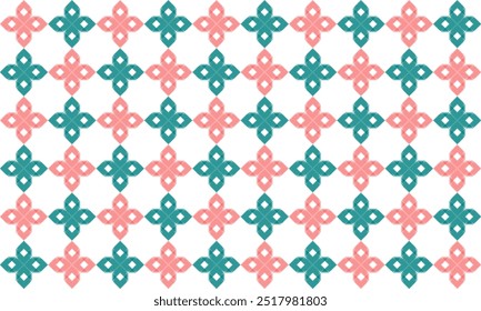 Pink and green diamond pattern, seamless line flower line on white pattern, block thai culture pattern on white tile repeat seamless pattern replete image design fabric print