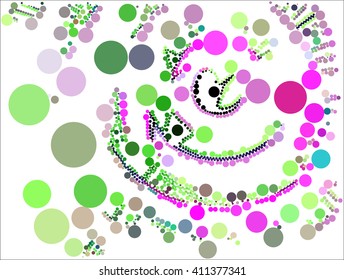 Pink green dot on white abstract background