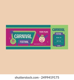 Pink Green Flat Design Carnival Ticket 