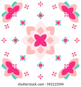PINK AND GREEN FLORA PATTERN
pink flora petal with green leaves are repeatedly set as pattern on the white background.
