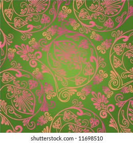 pink green floral background