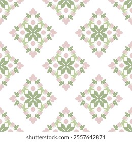 Pink and green floral digital ikat seamless pattern for elements of the fashion industry  (wrapping, silk, scarf, clothing, background, carpets, curtains) 