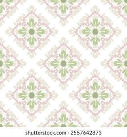 Pink and green floral digital ikat seamless pattern for elements of the fashion industry  (wrapping, silk, scarf, clothing, background, carpets, curtains) 