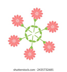 ilustración vectorial de la imagen de la flor verde rosa sobre un fondo blanco