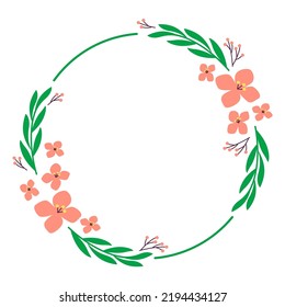 Pink and green flowers frame