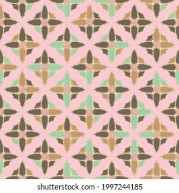 patrón vectorial transparente geométrico rosa y verde