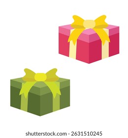 caixas de presente rosa e verde