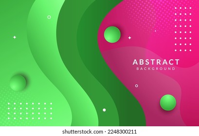 Pink and Green Gradient Liquid Wave Abstract Background