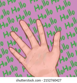 Pink green hello hand background