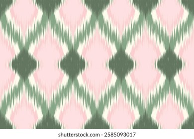 pink and green ikat BG, pastel color Ikat seamless pattern,  flower geometric design, motif ethnic handmade, Illustration for greeting cards, printing ethnic tribal, boho colors seamless wallpa