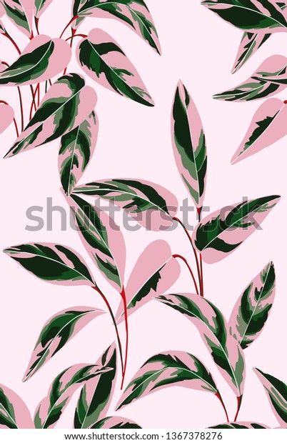 Pink Green Indoor Plant Print Patterns Stock Vector Royalty Free