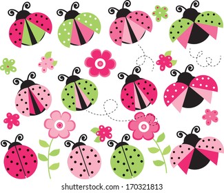 Pink and Green Ladybugs