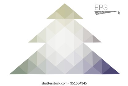 Pink, green low poly style christmas tree vector illustration consisting of triangles. Abstract triangular polygonal origami or crystal design of New Years celebration. Isolated on white background