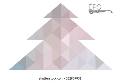Pink, green low poly style christmas tree vector illustration consisting of triangles. Abstract triangular polygonal origami or crystal design of New Years celebration. Isolated on white background