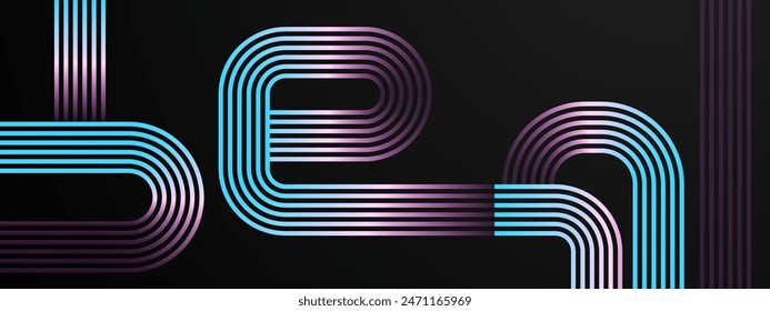 Pink and green modern simple dynamic shiny lines shapes banner with futuristic technology concept