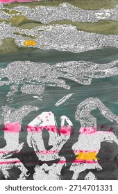 rosa, verde, oliva, gris-azul, letras, caracteres, símbolos, Formas, significados, puntos