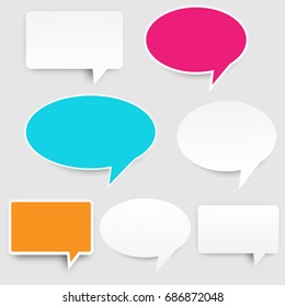 pink green orange colorful and white paper speech bubble vector design background