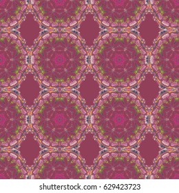 Pink, green and orange texture. Seamless vector background. Graphic modern pattern. Abstract pattern in Arabian style.