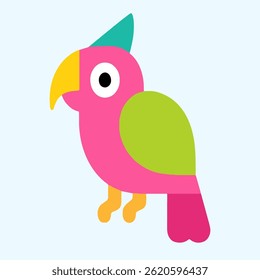 Pink and green parrot bird. vector