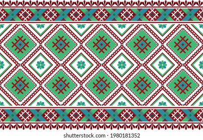 pink and Green pattern by Native Abstract Art Geometric ethnic ikat seamless pattern traditional Design for Batik,fabric,Graphic of Fabric ,Vector illustration,embroidry style zigzag native Boho.