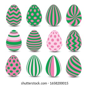 Pink and Green Patterned Easter Egg