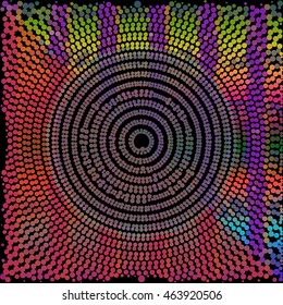 Pink green purple dot circle on black abstract background