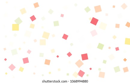 Pink, Green, Red and Yellow Confetti in the Form of Rectangles on White Background