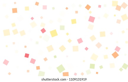 Pink, Green, Red and Yellow Confetti in the Form of Rectangles on White Background