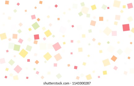 Pink, Green, Red and Yellow Confetti in the Form of Rectangles on White Background