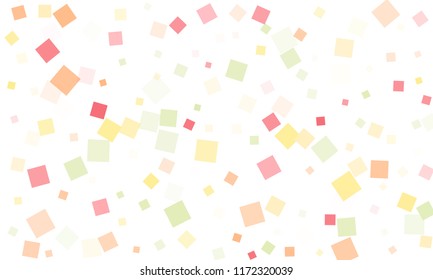 Pink, Green, Red and Yellow Confetti in the Form of Rectangles on White Background