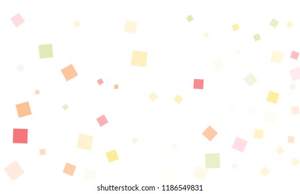 Pink, Green, Red and Yellow Confetti in the Form of Rectangles on White Background