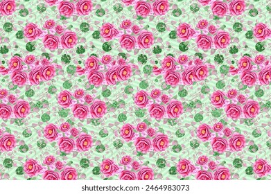 pink and green seamless flower ,vector can print on anything.