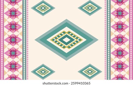 Pink and Green seamless pattern for fabric, carpet,  printing, textiles, traditional crafts, clothing design, wall décor and interior decoration.