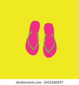 pink and green slippers in front of the background