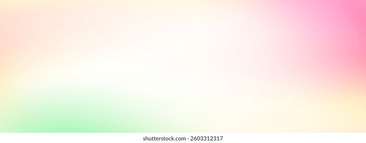 Pink green smooth gradient. Springtime color blurred background. Summer mood pastel blurred gradient backdrop. Fresh abstract spring theme wallpaper for poster, banner, template, presentation. Vector