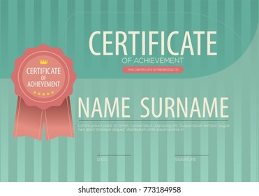 Pink Green Stripes Blank Certified Border Template Vector Illustration