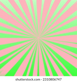 Pink and green sun burst wallpaper with hexagonal and radial style 