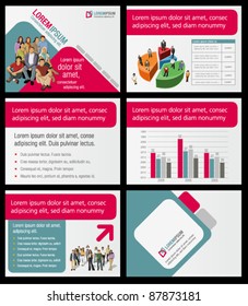 Pink and green template for advertising brochure with business people