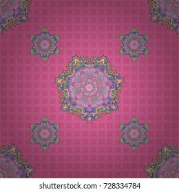 Pink and green texture. Vector seamless pattern with abstract motley ornament.