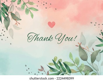 Pink and Green Thank You Card