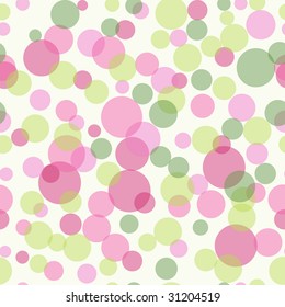 Pink and green transparent dots seamless background pattern