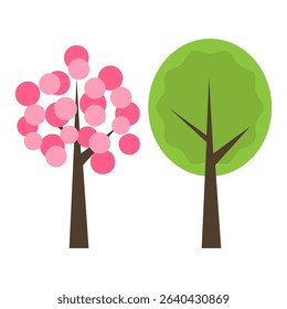 Pink and Green Tree Illustrations