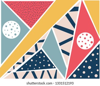 pink green triangles, blue lines circles, dots geometric pattern, print for textiles, hoodies, printing,