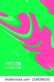 Pink green vector background. Paint stains in grunge style. Vector illustration of abstract waves. Background design for poster, flyer, cover, brochure.