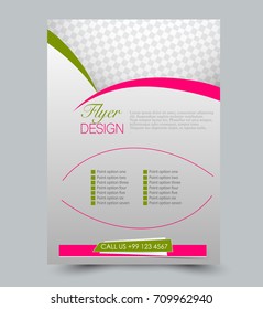 Pink and green vector flyer, brochure, annual report cover template. Business and education a4 design.