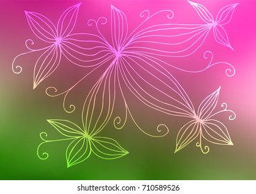 Pink and Green vector indian curved template. Modern geometrical abstract illustration with doodles. The pattern can be used for heads of websites and designs.