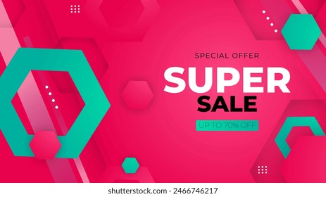 Pink and green vector special discount background. Vector super sale template design. Big sales special offer. End of season party background